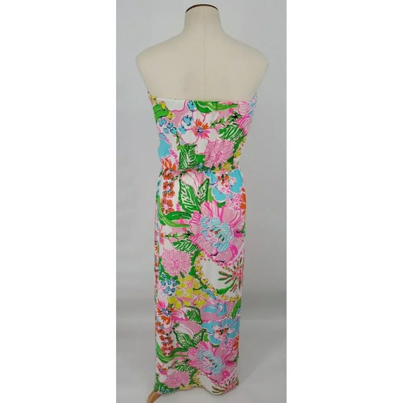 NWT Lilly Pulitzer Target Maxi Dress Size Small Nosey Posey Strapless White Pink - Picture 6 of 11